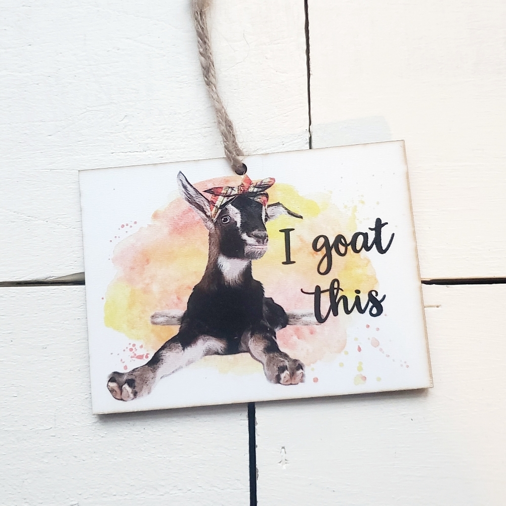 Charming Goat Wall Plaque - Black and White